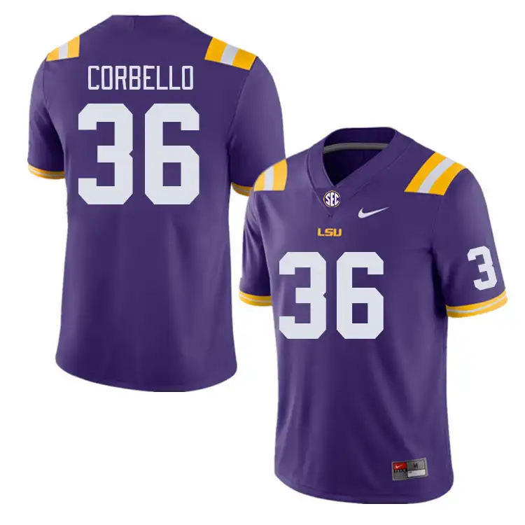 Men's LSU Tigers Aidan Corbello #36 Purple NCAA Football Jersey